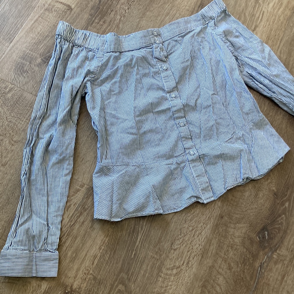 Off Shoulder Button Up Top